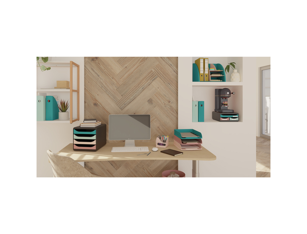 PORTA LAPIS EXACOMPTA WAVE SKANDI PLASTICO RECICLADO COR NUDE 155X119X109 MM