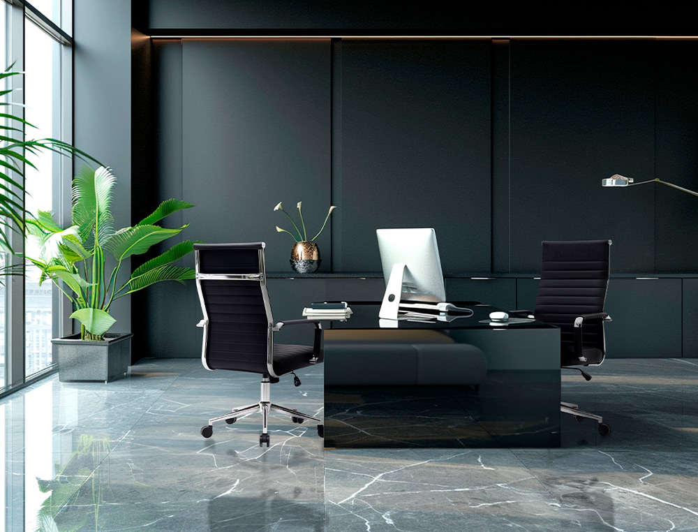 CADEIRA DE ESCRITORIO Q-CONNECT BOSA IMITACAO DE PELE BASE METALICA ALT MAX 1130 LARG 550 PROF 630 MM RODAS PREMIUM COR