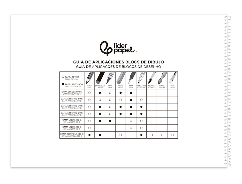 BLOCO DE DESENHO LIDERPAPEL ARTISTICO URBAN ESPIRAL 230X325MM 20 FOLHAS 130 GR SEM ESQUADRIA PERFURADO
