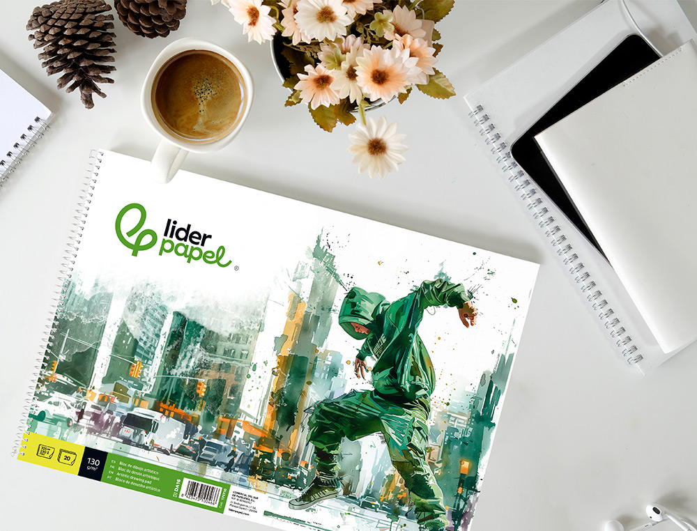 BLOCO DE DESENHO LIDERPAPEL ARTISTICO URBAN ESPIRAL 230X325MM 20 FOLHAS 130 GR SEM ESQUADRIA PERFURADO