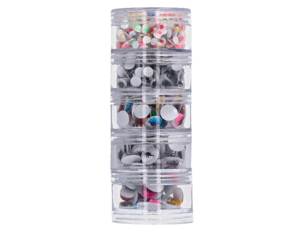 OLHO ADESIVO LIDERPAPEL TAMANHOS E CORES SORTIDOS 5 FRASCOS ADAPTAVEIS COM 578 UNIDADES