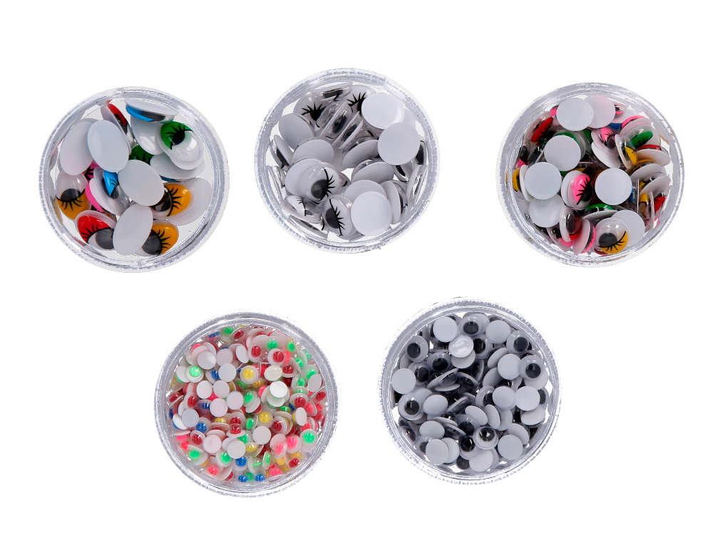 OLHO ADESIVO LIDERPAPEL TAMANHOS E CORES SORTIDOS 5 FRASCOS ADAPTAVEIS COM 578 UNIDADES