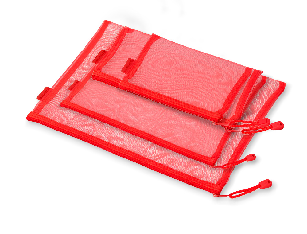 BOLSA COM FECHO DE CORRER LIDERPAPEL POLIESTER TRANSPIRAVEL MULTIUSOS EXPOSITOR DE 40 UNIDADES TAMANHOS E CORES SORTIDAS