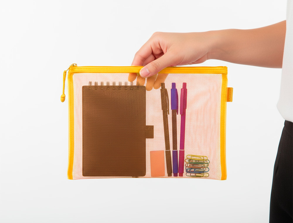 BOLSA COM FECHO DE CORRER LIDERPAPEL POLIESTER TRANSPIRAVEL MULTIUSOS DIN A5 AMARELO