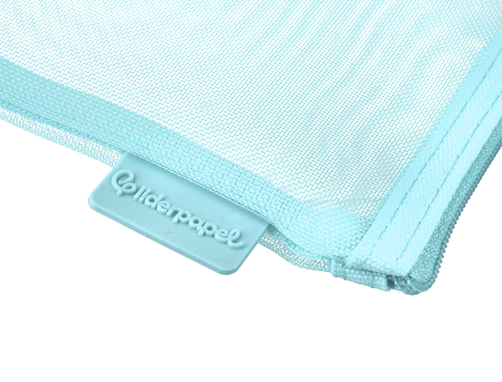 BOLSA COM FECHO DE CORRER LIDERPAPEL POLIESTER TRANSPIRAVEL MULTIUSOS DIN A5 AZUL PASTEL