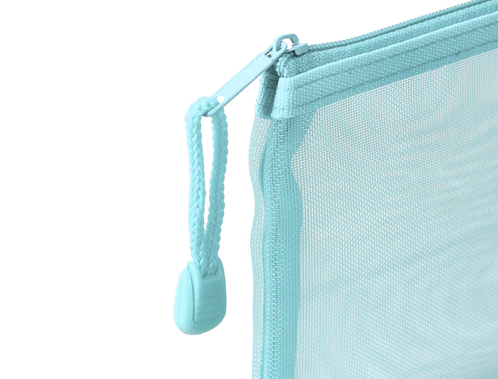BOLSA COM FECHO DE CORRER LIDERPAPEL POLIESTER TRANSPIRAVEL MULTIUSOS DIN A5 AZUL PASTEL