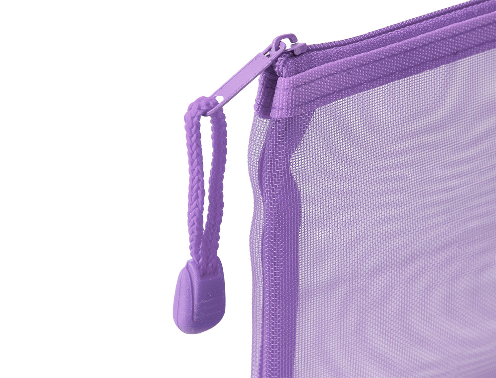 BOLSA COM FECHO DE CORRER LIDERPAPEL POLIESTER TRANSPIRAVEL MULTIUSOS DIN A5 ROXO PASTEL