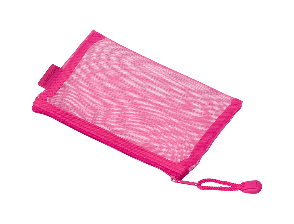 BOLSA COM FECHO DE CORRER LIDERPAPEL POLIESTER TRANSPIRAVEL MULTIUSOS DIN A6 ROSA