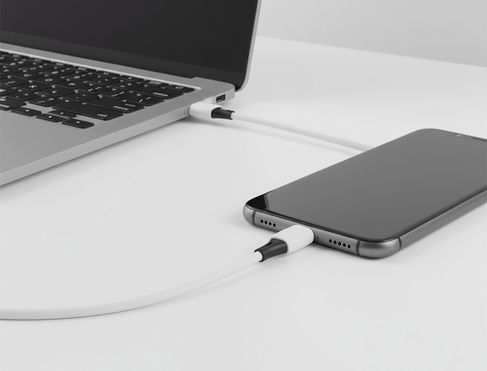 CABO USB-C A USB-C Q-CONNECT PVC COMPRIMENTO 1M BRANCO