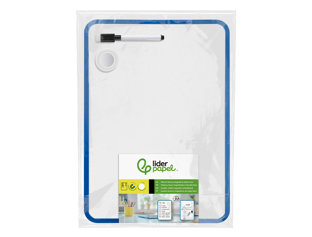 QUADRO BRANCO LIDERPAPEL 21X30 CM MAGNETICO DUPLA FACE LISO COM MARCADOR IMAN E APAGADOR