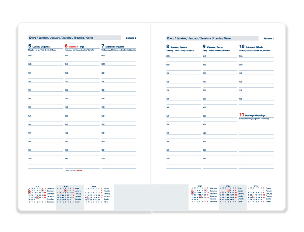 AGENDA ENCADERNADA LIDERPAPEL CRETA 17X24 2026 SEMANA VISTA AZUL ESCURO PAPEL 70 GR FSC