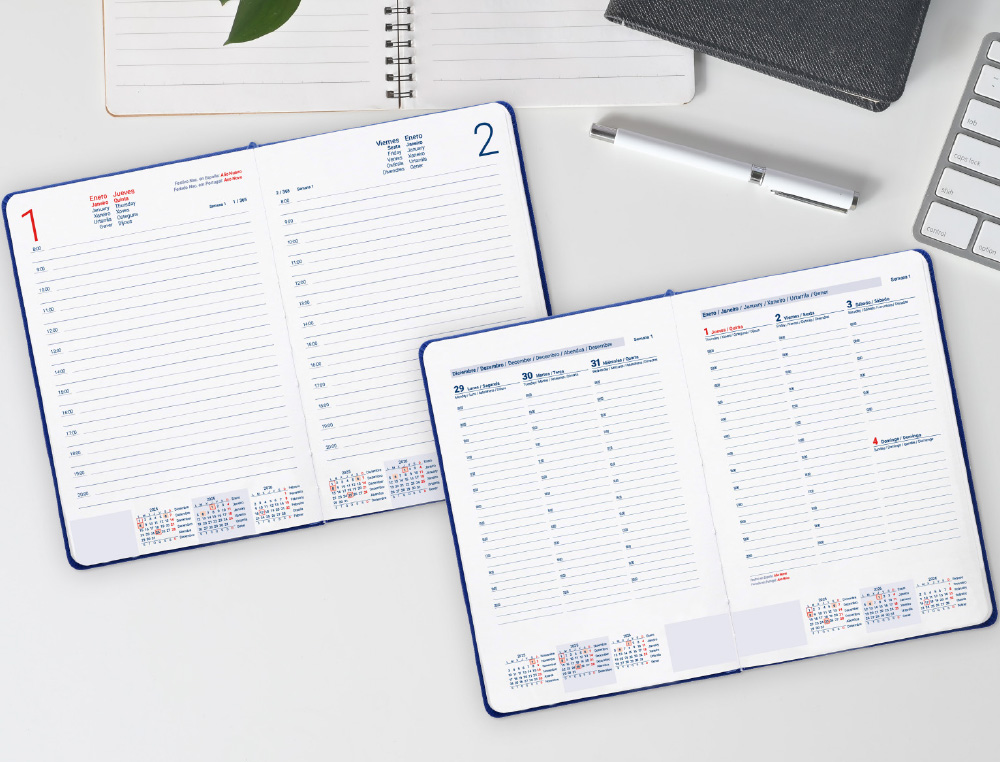 AGENDA ENCADERNADA LIDERPAPEL CRETA 17X24 2026 SEMANA VISTA AZUL ESCURO PAPEL 70 GR FSC