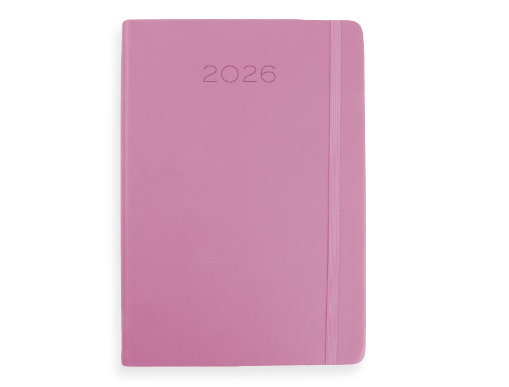 AGENDA ENCADERNADA LIDERPAPEL MYKONOS 15X21 2026 DIA PAGINA ROSA PAPEL 70 GR FSC