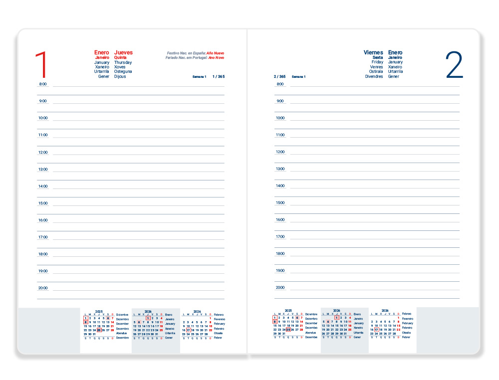 AGENDA ENCADERNADA LIDERPAPEL MYKONOS 15X21 2026 DIA PAGINA ROSA PAPEL 70 GR FSC