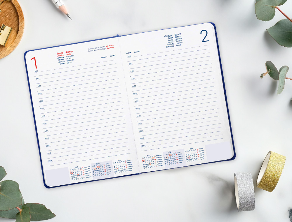 AGENDA ENCADERNADA LIDERPAPEL MYKONOS 15X21 2026 DIA PAGINA ROSA PAPEL 70 GR FSC