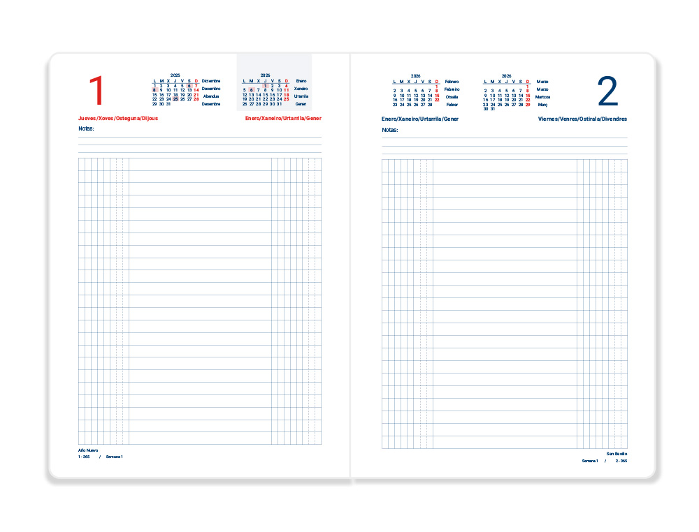 AGENDA ENCADERNADA LIDERPAPEL DIETARIO 150X215MM 2026 DIA PAGINA AZUL PAPEL 70 GR FSC