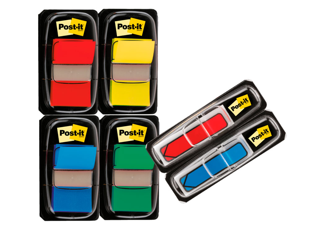BANDAS SEPARADORAS POST-IT 680 DISPENSADOR 50 FOLHAS 4 CORES SORTIDAS + 2 DISPENSADORES 684 FLECHA 2