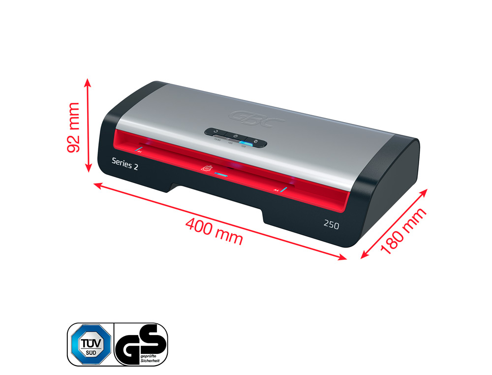 PLASTIFICADORA GBC 250 OFFICE DIN A4 APAGAR AUTOMATICO 2 ROLOS AT 125 MICRONS