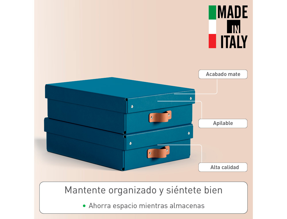 CAIXA DE ARMAZENAGEM LEITZ CARTAO MEDIA BAIXA COM ASA DE IMITACAO DE PELE COR AZUL PACK DE 2 UNIDADES