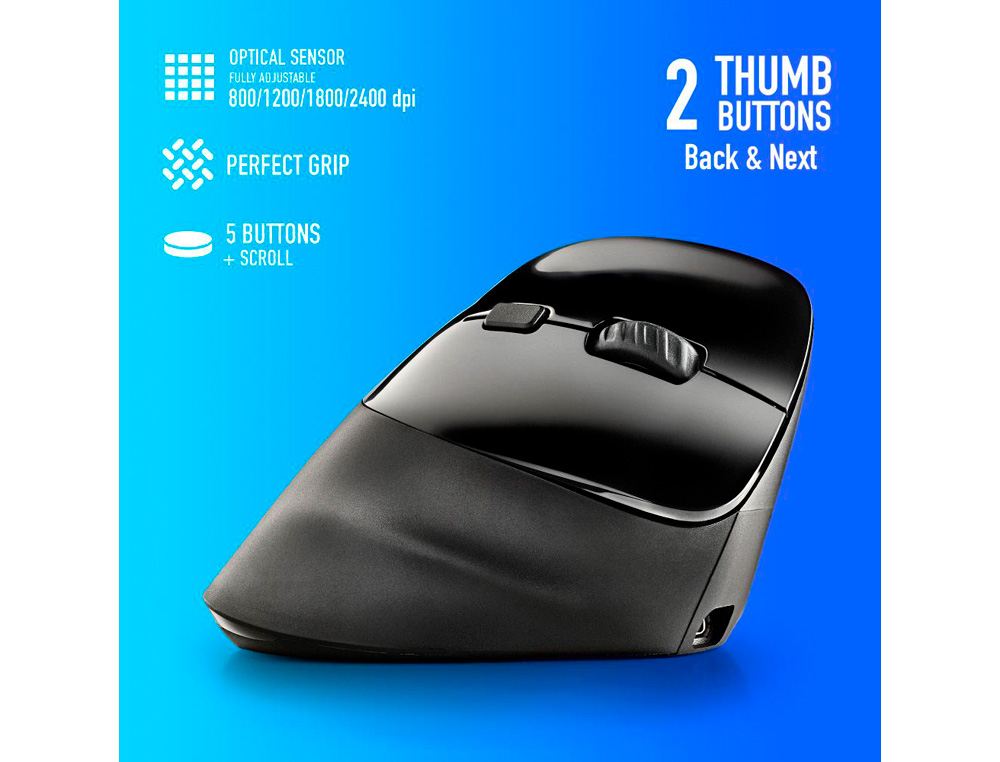 RATO NGS EVO MOKSHA SEM FIOS OTICO 800/1200/1800/2400 DPI ERGONOMICO VERTICAL COR PRETO