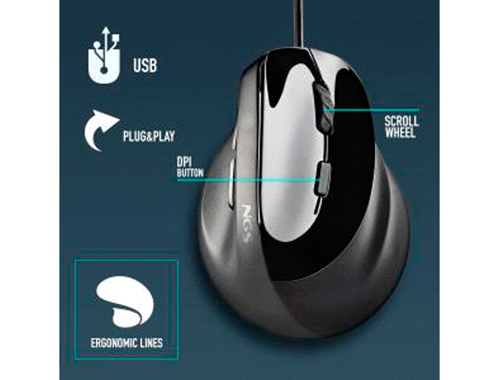 RATO NGS SAMSARA OTICO 800/1600/2400/3200 DPI ERGONOMICO E SILENCIOSO COM SENSOR LASER COR PRETO