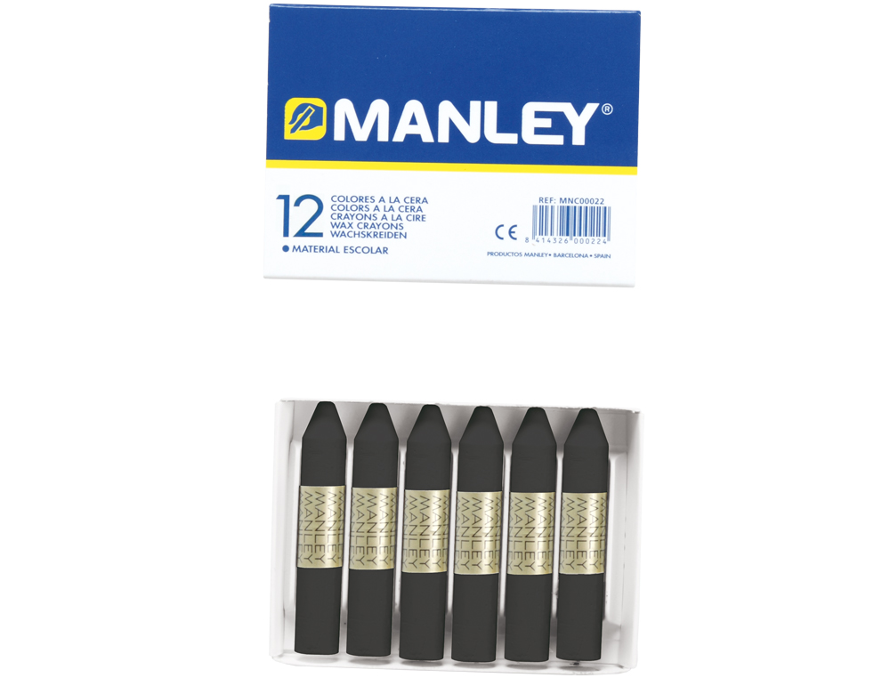 LAPIS DE CERA MANLEY 12 UNIDADES PRETO