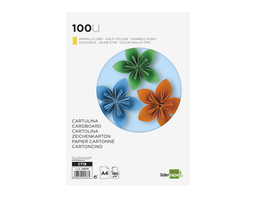 CARTOLINA LIDERPAPEL DIN A4 180 GR OURO PACK DE 100 UNIDADES