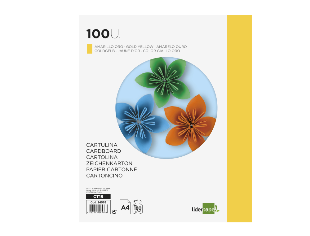CARTOLINA LIDERPAPEL DIN A4 180 GR OURO PACK DE 100 UNIDADES