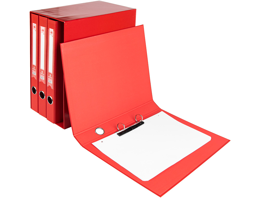 MODULO DE 4 PASTAS DE ARQUIVO LIDERPAPEL 2 ANEIS FOLIO LOMBADA 35 MM VERMELHO