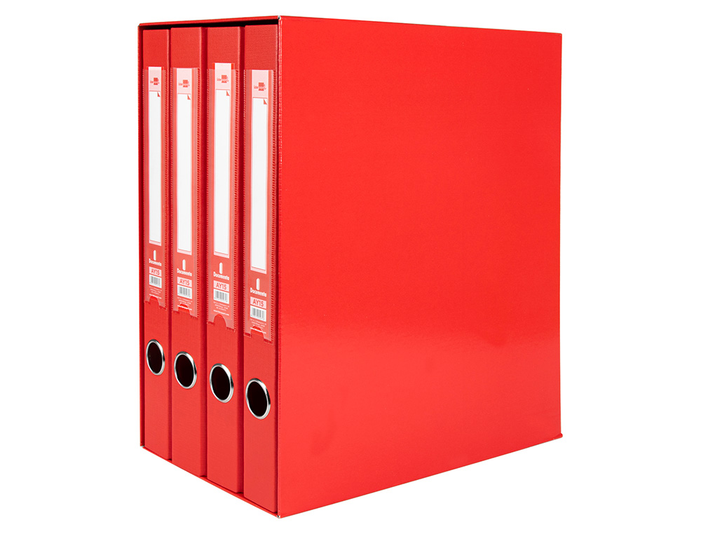 MODULO DE 4 PASTAS DE ARQUIVO LIDERPAPEL 2 ANEIS FOLIO LOMBADA 35 MM VERMELHO