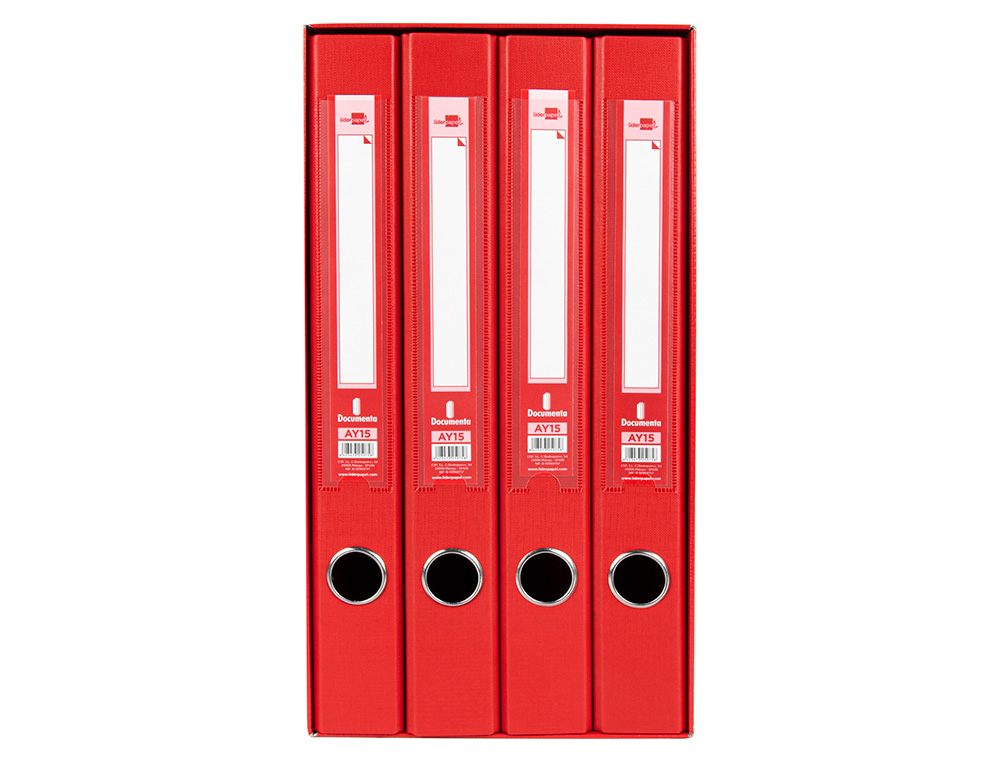 MODULO DE 4 PASTAS DE ARQUIVO LIDERPAPEL 2 ANEIS FOLIO LOMBADA 35 MM VERMELHO