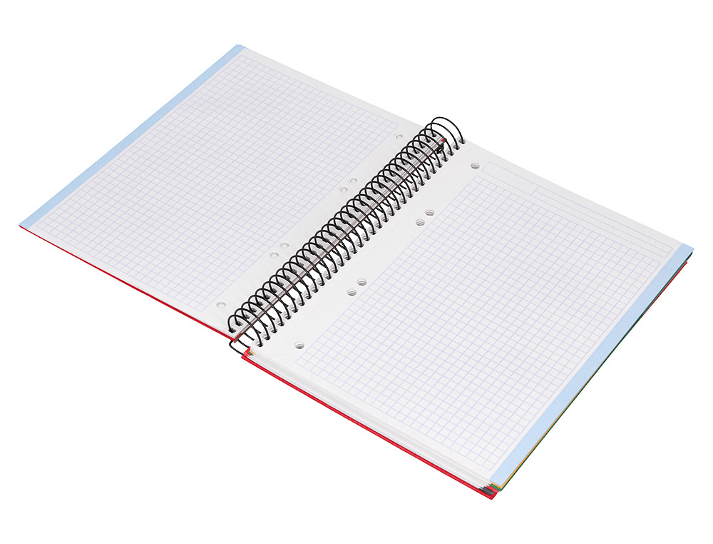 CADERNO ESPIRAL LIDERPAPEL A5 MICRO PAPERCOAT CAPA FORRADA 140 F 75 GR QUADRICULA 5MM 5 BANDAS 6 FUROS VERMELHO