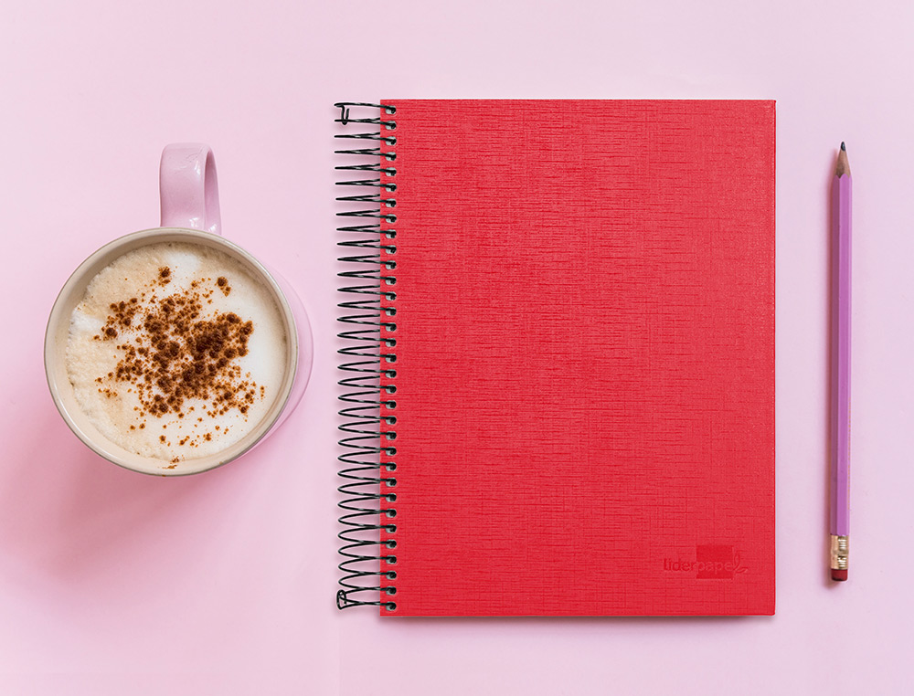 CADERNO ESPIRAL LIDERPAPEL A5 MICRO PAPERCOAT CAPA FORRADA 140 F 75 GR QUADRICULA 5MM 5 BANDAS 6 FUROS VERMELHO