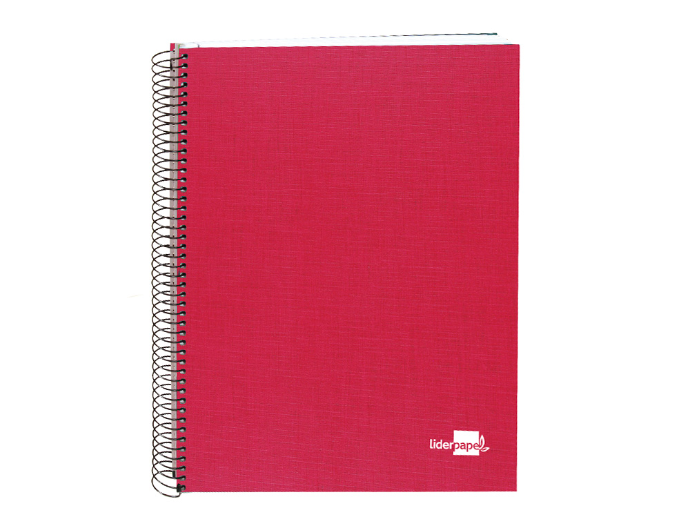 CADERNO ESPIRAL LIDERPAPEL A5 MICRO PAPERCOAT CAPA FORRADA 140 F 75 GR QUADRICULA 5MM 5 BANDAS 6 FUROS VERMELHO
