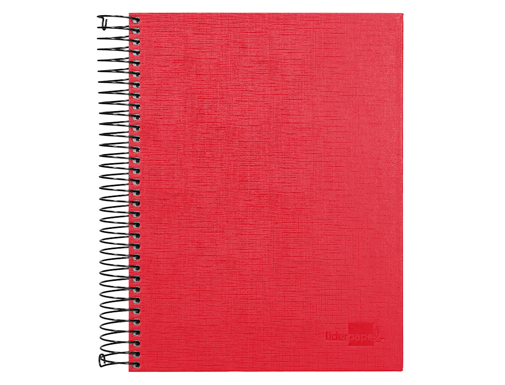CADERNO ESPIRAL LIDERPAPEL A5 MICRO PAPERCOAT CAPA FORRADA 140 F 75 GR QUADRICULA 5MM 5 BANDAS 6 FUROS VERMELHO