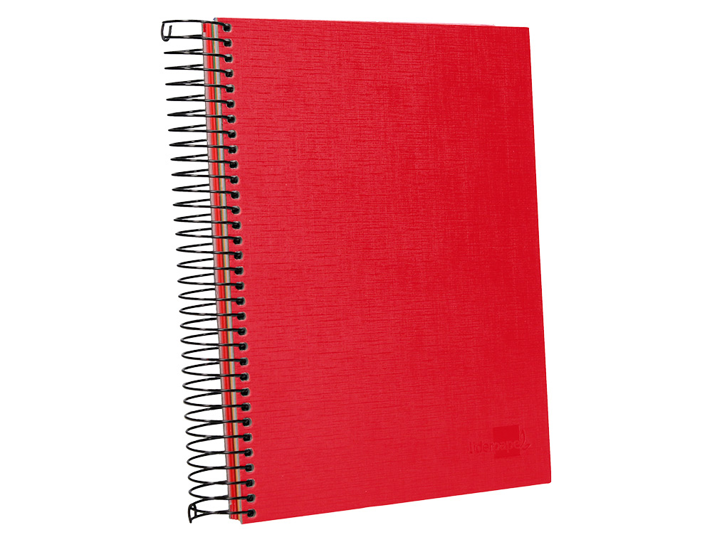 CADERNO ESPIRAL LIDERPAPEL A5 MICRO PAPERCOAT CAPA FORRADA 140 F 75 GR QUADRICULA 5MM 5 BANDAS 6 FUROS VERMELHO
