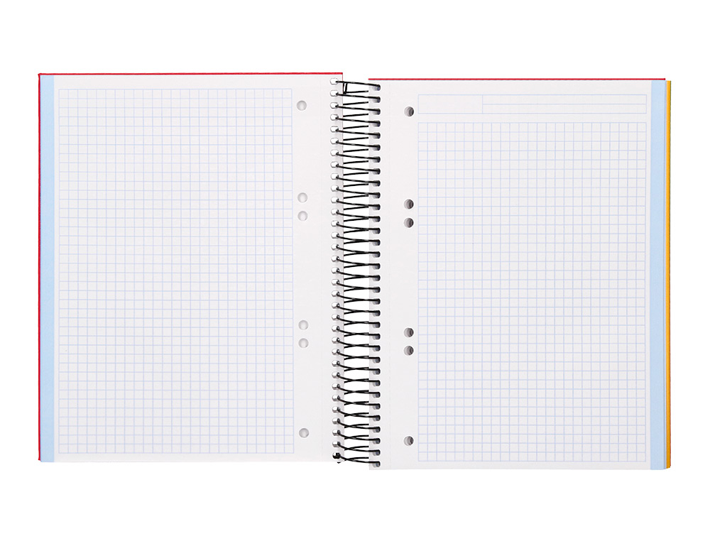 CADERNO ESPIRAL LIDERPAPEL A5 MICRO PAPERCOAT CAPA FORRADA 140 F 75 GR QUADRICULA 5MM 5 BANDAS 6 FUROS VERMELHO