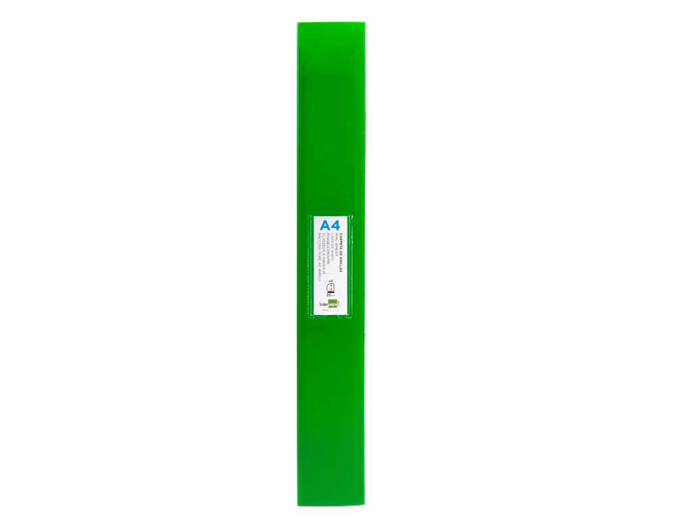 PASTA LIDERPAPEL POLIPROPILENO DIN A4 4 ANEIS 25 MM MISTOS VERDE TRANSLUCIDO