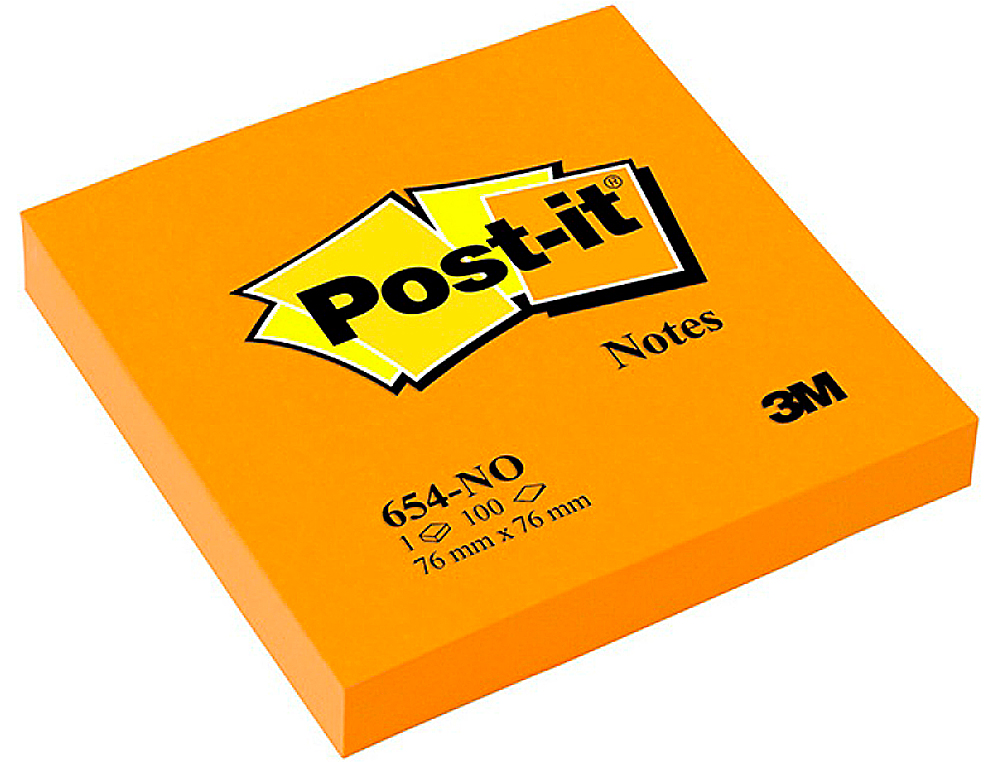 BLOCO DE NOTAS ADESIVAS POST-IT LARANJA 76 X 76 MM
