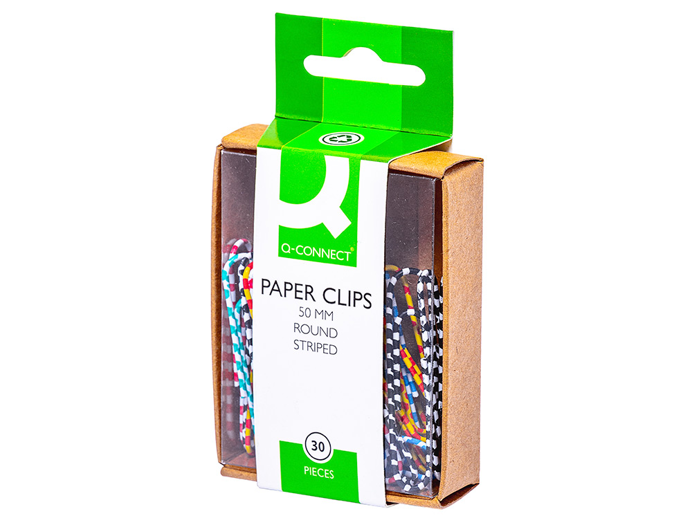 CLIPS DE COR RAIADOS Q-CONNECT - 50 MM CAIXA DE 30 UNIDADES