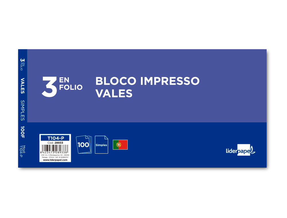 VALE DE CAIXA SIMPLES 205X112 MM