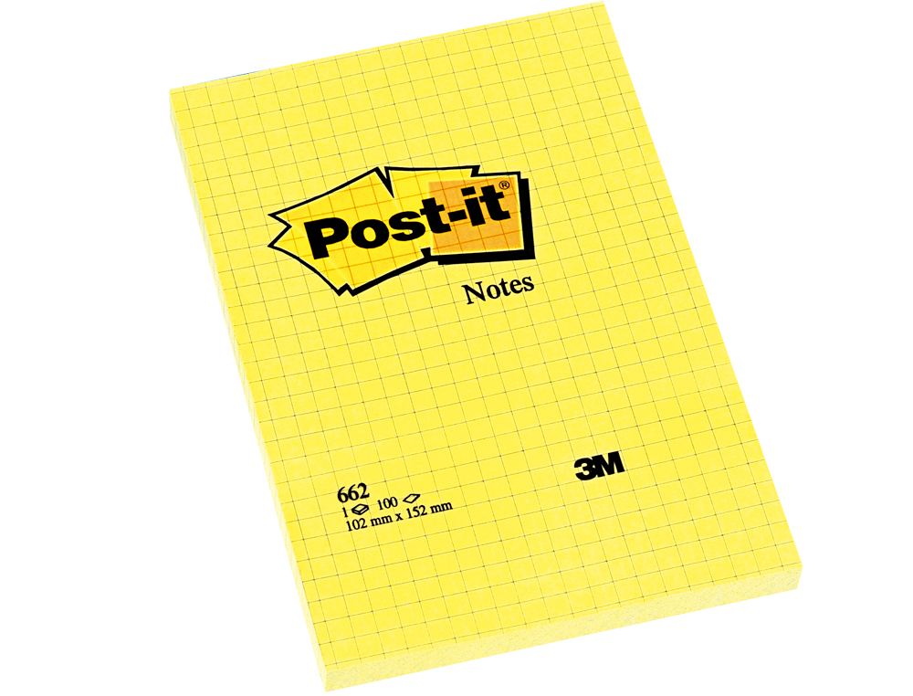 BLOCO DE NOTAS ADESIVAS POST-IT GRANDES QUAD 102X152MM