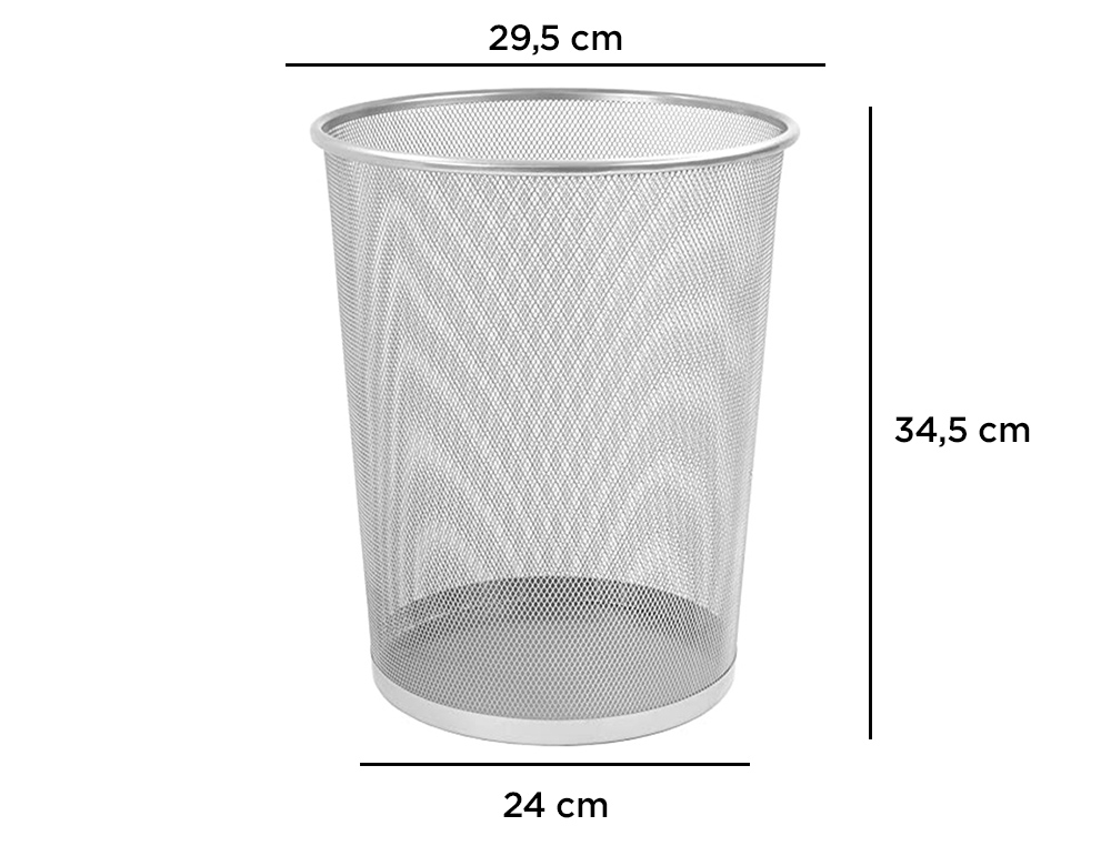 CESTO DE PAPEIS Q-CONNECT DE REDE METALICO PRATA CAPACIDADE 19 LITROS 34,5X29,5 CM