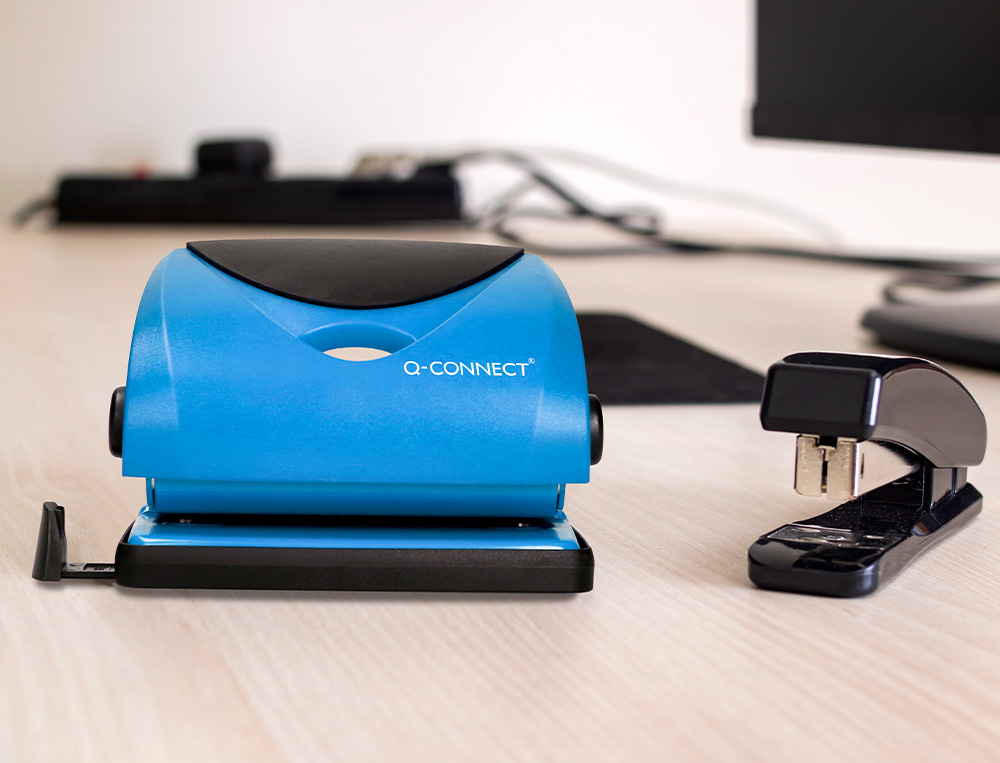 FURADOR Q-CONNECT CAPACIDADE 20 FOLHAS AZUL