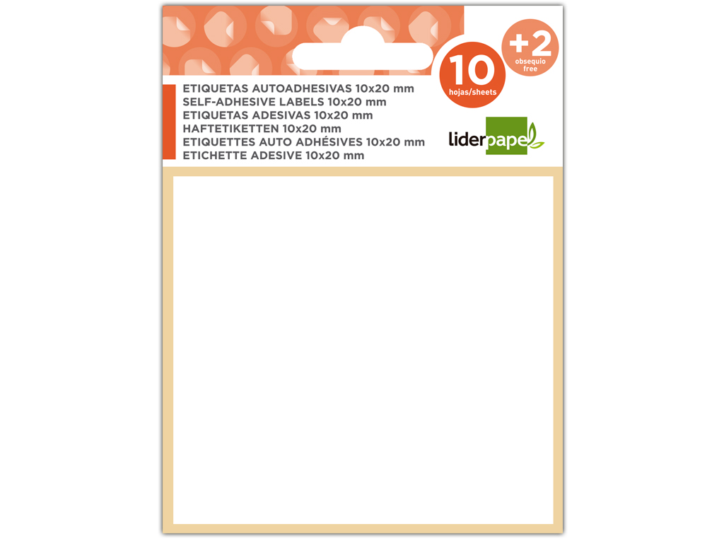 ETIQUETAS ADESIVAS LIDERPAPEL 10 + 2 FOLHAS 30X95 MM 24 ETIQUETAS
