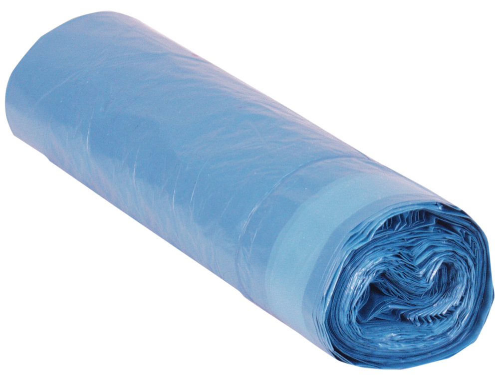 SACO DE LIXO DOMESTICO AZUL FECHO FACIL, ROLO 20 UNIDADES