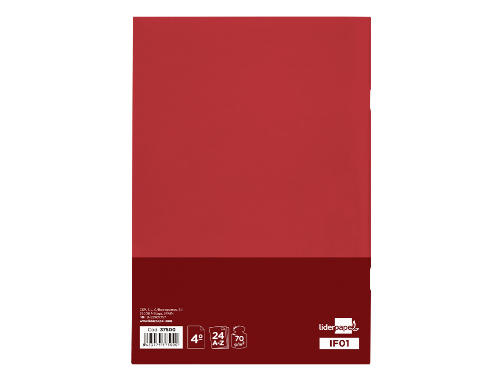INDICE FLEXIVEL LIDERPAPEL QUARTO 24 FOLHAS 4 CORES SORTIDAS 70 GR