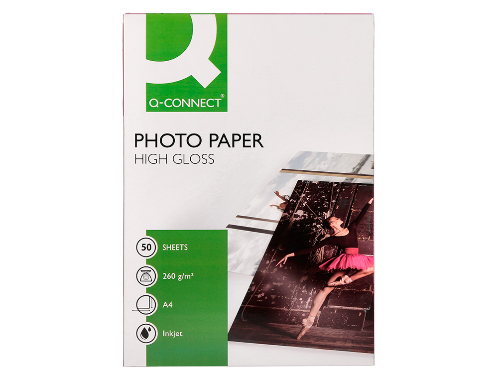 PAPEL FOTOGRAFIA Q-CONNECT GLOSSY TINTEIRO DIN A4 260 GR CAIXA DE 50 FOLHAS