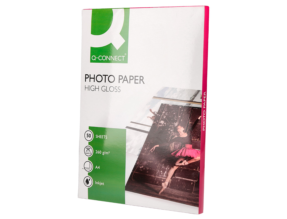PAPEL FOTOGRAFIA Q-CONNECT GLOSSY TINTEIRO DIN A4 260 GR CAIXA DE 50 FOLHAS