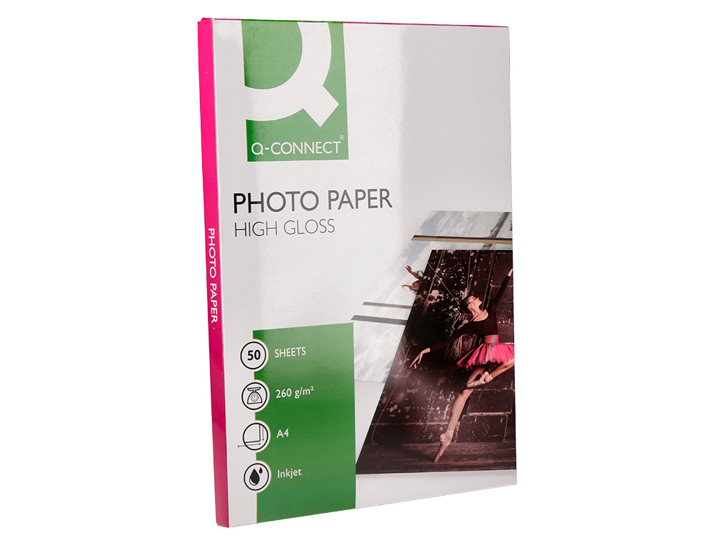 PAPEL FOTOGRAFIA Q-CONNECT GLOSSY TINTEIRO DIN A4 260 GR CAIXA DE 50 FOLHAS